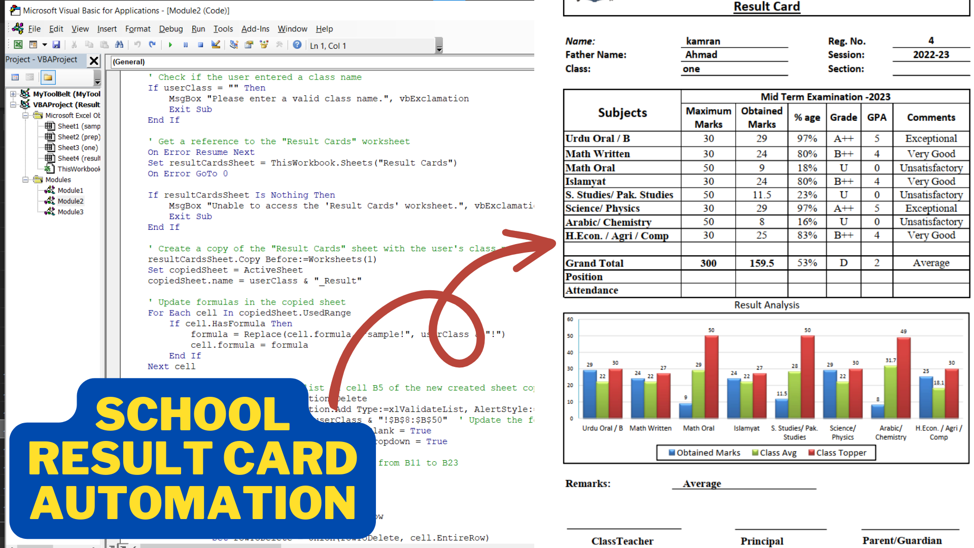 Excel Result Card Automation